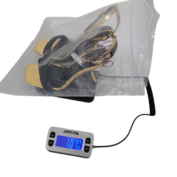 Steve Madden Women Gold Black Metallic Stiletto Ankle Strap Heel 8M Evening Glam - Picture 11 of 11